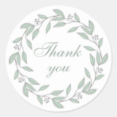ミントとグレーのリース感謝していユー。サマー結婚ズ ラウンドシール (正面)