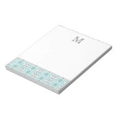 ミントとグレーの幾何学模様モノグラム ノートパッド (回転)