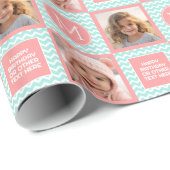 ミントとコーラルシェフカスタムロン(モノグラム) ラッピングペーパー (ロールコーナー)