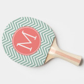 ミントとコーラルシェフカスタムロン(モノグラム) 卓球ラケット (横)