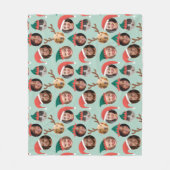 ミントとコーラル間抜けクリスマスクルー6枚の写真 フリースブランケット (正面)