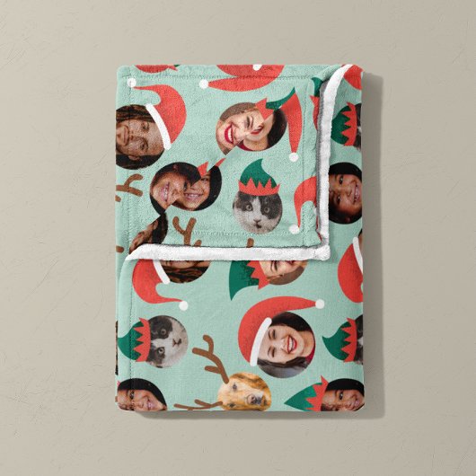 ミントとコーラル間抜けクリスマスクルー6枚の写真 フリースブランケット