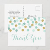 ミントとゴールドのベビーシャワーお礼はがき ポストカード (正面/裏面)