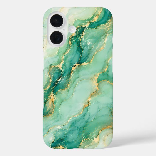ミントとゴールドの大理石ラグジュアリー Case-Mate iPhoneケース (裏面)