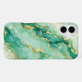 ミントとゴールドの大理石ラグジュアリー iPhoneケース (裏面横)