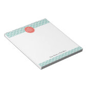 ミントとサンゴクローバーとカスタムモノグラム ノートパッド (アングル)