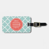 ミントとサンゴクローバーとカスタムモノグラム ラゲッジタグ (正面横)