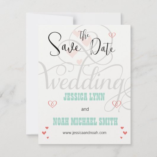 ミントとサンゴ妖精の物語の結婚式の日付を保存 招待状 (正面)