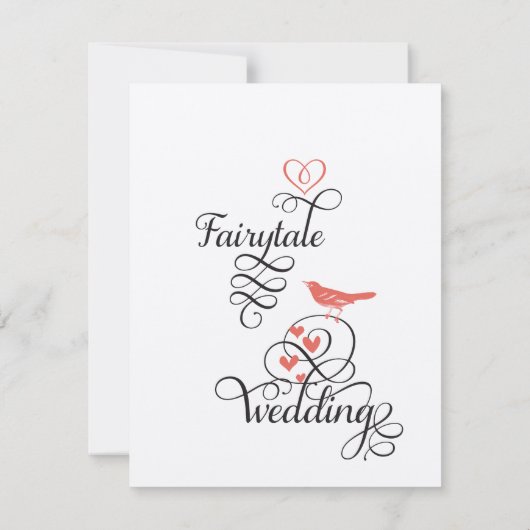 ミントとサンゴ妖精の物語の結婚式の日付を保存 招待状 (裏面)