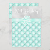 ミントとシルバーのタフテッド真珠の誕生日パーティー 招待状 (正面/裏面)