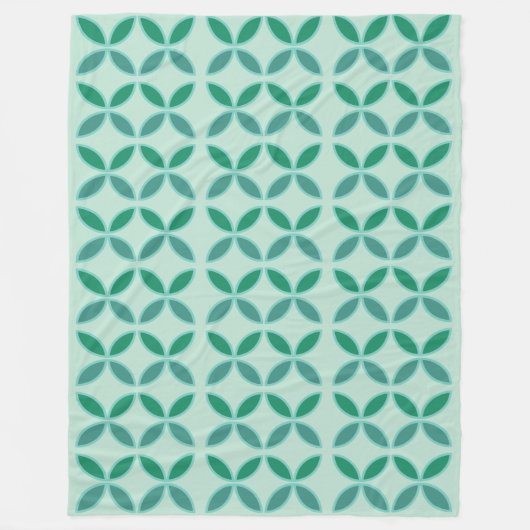 ミントとシーグリーン花びらサークルとダイヤモンド フリースブランケット (正面)