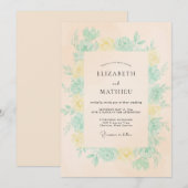 ミントとソフトピーチの花嫁衣裳の結婚式 招待状 (正面/裏面)