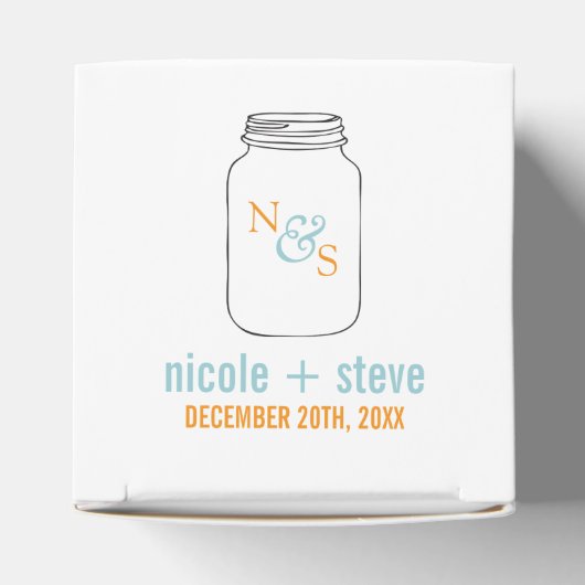ミントとタンジェリンのメイスン・ジャー・モノグラム結婚ズ フェイバーボックス (上部)