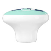 ミントとダークブルーの織り合わせ花柄 セラミックノブ (側面)