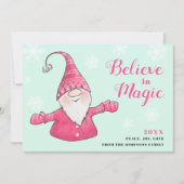 ミントとピンクのおもしろい信じ格言in魔法クリスマス シーズンカード (正面)