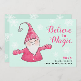 ミントとピンクのおもしろい信じ格言in魔法クリスマス シーズンカード