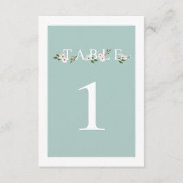 ミントとピンクのフローラテーブル番号カード 招待状