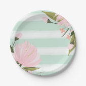 ミントとピンクのフローラ ペーパープレート (正面)
