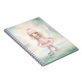 ミントとピンクの冬の風景の少女スケート ノートブック (右側)