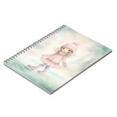 ミントとピンクの冬の風景の少女スケート ノートブック (左側)