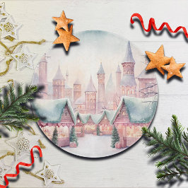 ミントとピンクの居心地の良いクリスマスマーケット – 冬のシーン カッティングボード