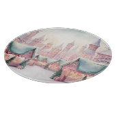 ミントとピンクの居心地の良いクリスマスマーケット – 冬のシーン カッティングボード (角)