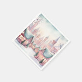 ミントとピンクの居心地の良いクリスマスマーケット – 冬のシーン スタンダードカクテルナプキン (角)