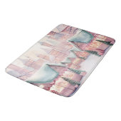 ミントとピンクの居心地の良いクリスマスマーケット – 冬のシーン バスマット (アングル)