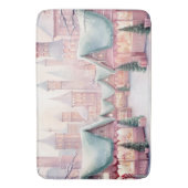 ミントとピンクの居心地の良いクリスマスマーケット – 冬のシーン バスマット (正面縦)