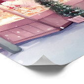 ミントとピンクの居心地の良いクリスマスマーケット – 冬のシーン ポスター (角)