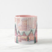 ミントとピンクの居心地の良いクリスマスマーケット – 冬のシーン マグカップ (中央)