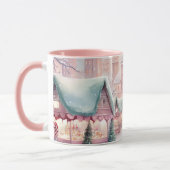 ミントとピンクの居心地の良いクリスマスマーケット – 冬のシーン マグカップ (左)