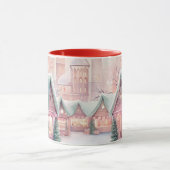ミントとピンクの居心地の良いクリスマスマーケット – 冬のシーン マグカップ (中央)