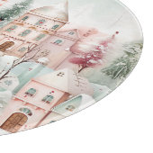 ミントとピンクの居心地の良い水彩冬のシーン カッティングボード (角)