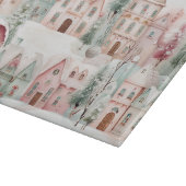 ミントとピンクの居心地の良い水彩冬のシーン カッティングボード (角)