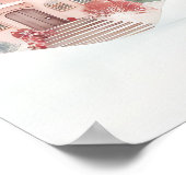 ミントとピンクの居心地の良い水彩冬のシーン ポスター (角)