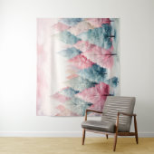 ミントとピンクの松の木の冬の風景 タペストリー (インサイチュ)