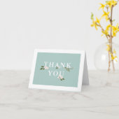 ミントとピンクの赤ちゃんシャワーありがとう カード (黄色い花)