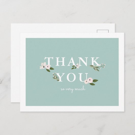 ミントとピンクの赤ちゃんシャワーありがとう ポストカード (正面/裏面)