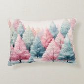 ミントとピンクモミの木の冬のシーン アクセントクッション (正面)