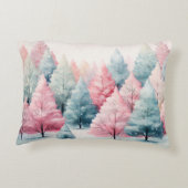 ミントとピンクモミの木の冬のシーン アクセントクッション (裏面)