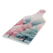 ミントとピンクモミの木の冬のシーン カッティングボード (角)