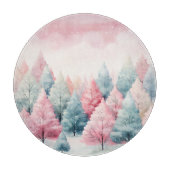 ミントとピンクモミの木の冬のシーン カッティングボード (正面)