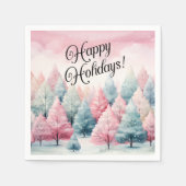 ミントとピンクモミの木の冬のシーン スタンダードカクテルナプキン (正面)