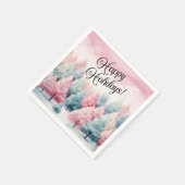 ミントとピンクモミの木の冬のシーン スタンダードカクテルナプキン (角)