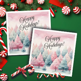 ミントとピンクモミの木の冬のシーン スタンダードカクテルナプキン