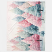 ミントとピンクモミの木の冬のシーン フリースブランケット (正面)