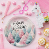 ミントとピンクモミの木の冬のシーン ペーパープレート (パーティー)