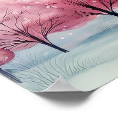 ミントとピンクモミの木の冬のシーン ポスター (角)