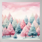 ミントとピンクモミの木の冬のシーン ポスター (正面)